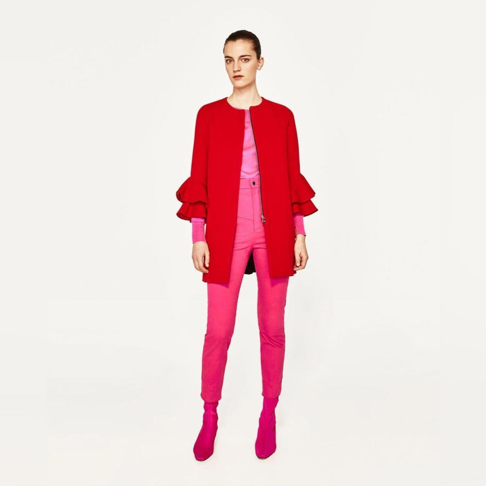 Zara Frill Sleeve Over Coat - Small